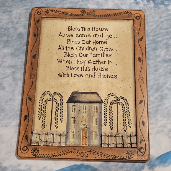 Other - Bless‎ This House Wooden Wall Sign Primitive Farmhouse Decor 9x12